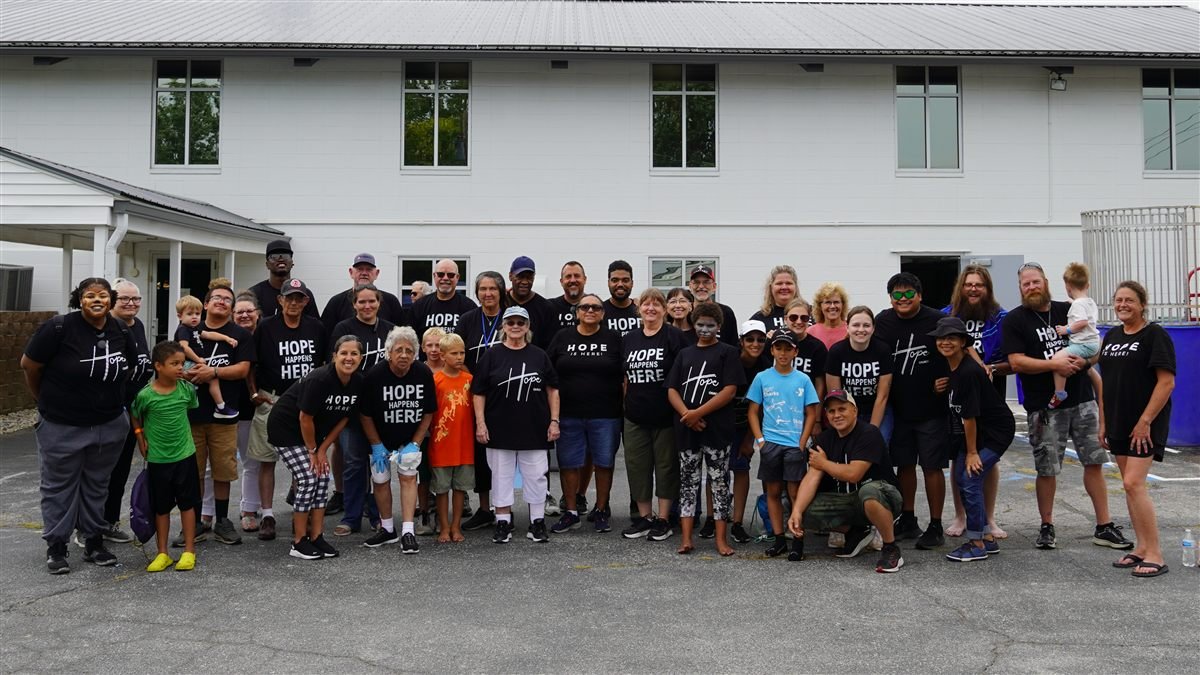 Hope Church volunteers gathered together outside